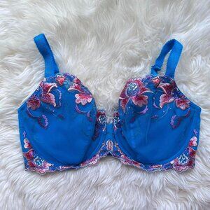 Blue floral underwire balconette bra with adjustable straps by Soma